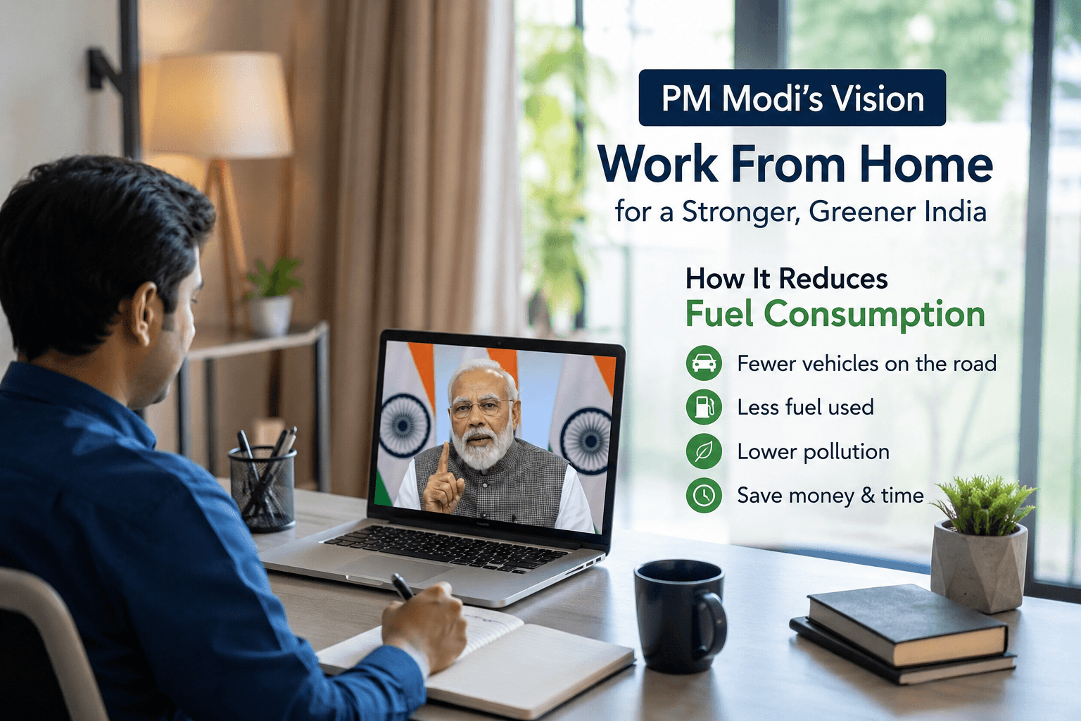 PM Modi urges citizens to bring back work from home culture.