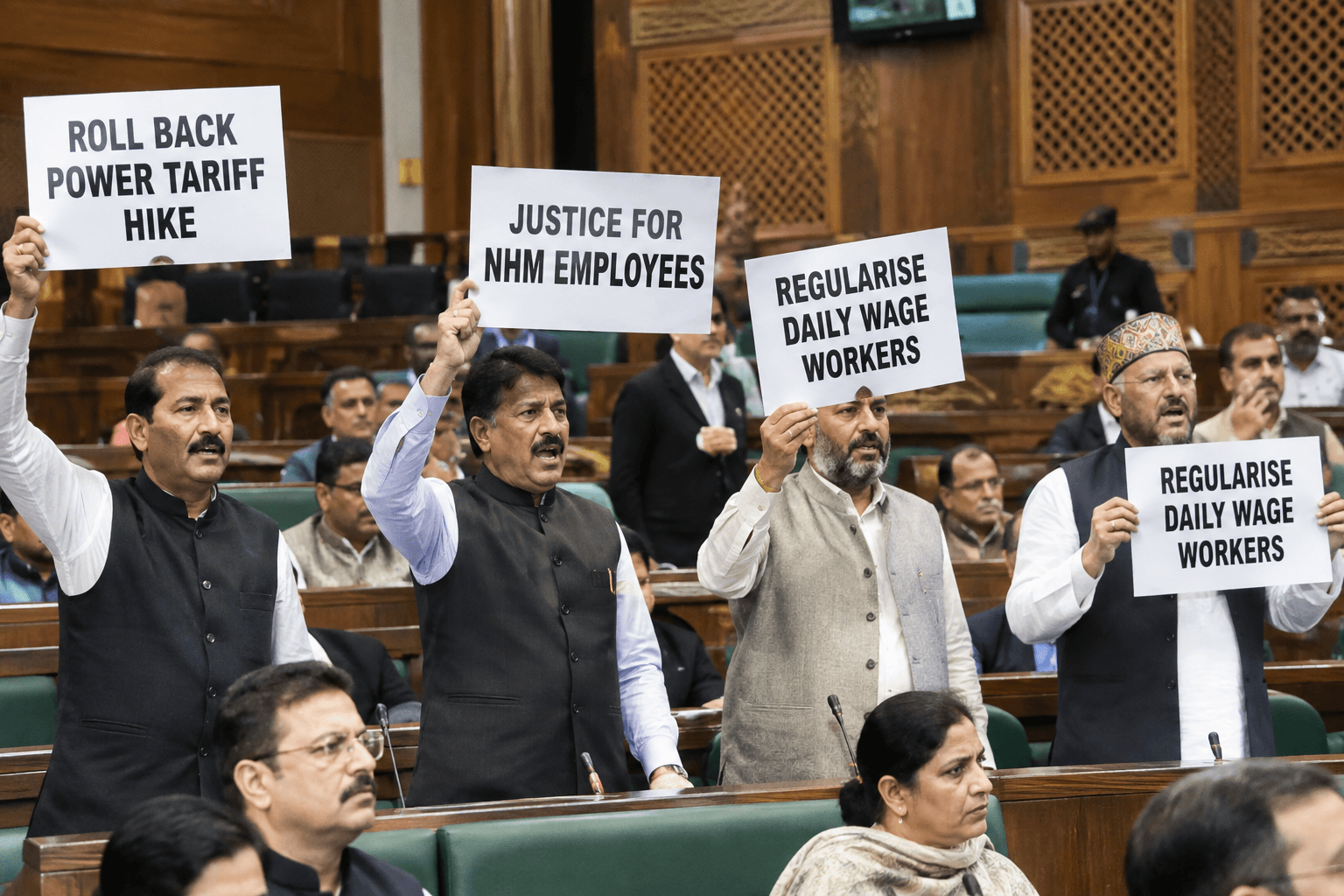 BJP Legislators Protest Power Tariff Hike in J&K Assembly