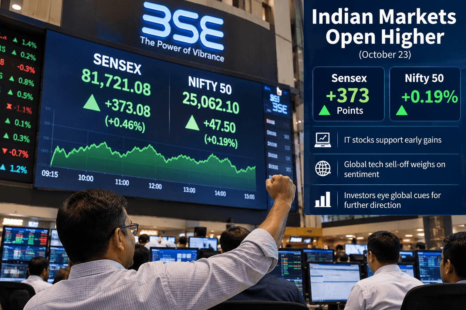 Sensex Gains 373 Points as IT Stocks Rally