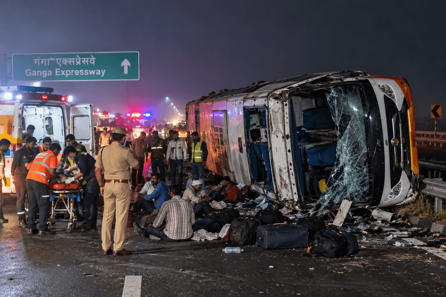 Over 20 Injured as Bus Overturns in Sambhal