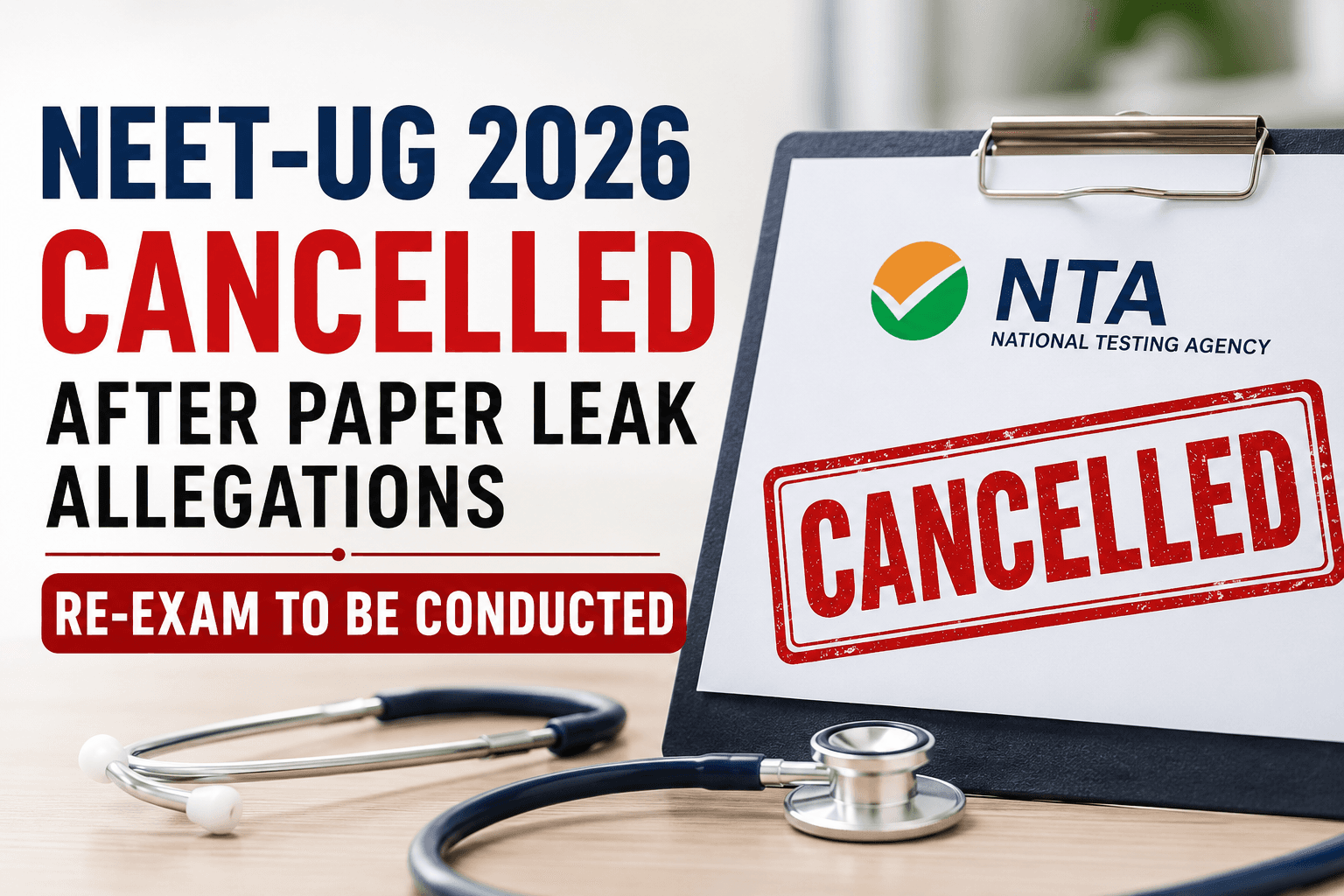 NEET-UG 2026 Cancelled After Paper Leak Allegations, Re-Exam to Be Conducted