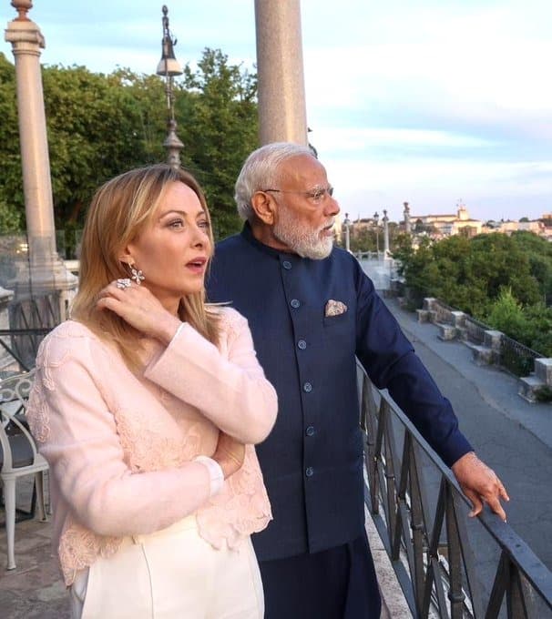 PM Modi attends dinner hosted by Italian PM Giorgia Meloni.