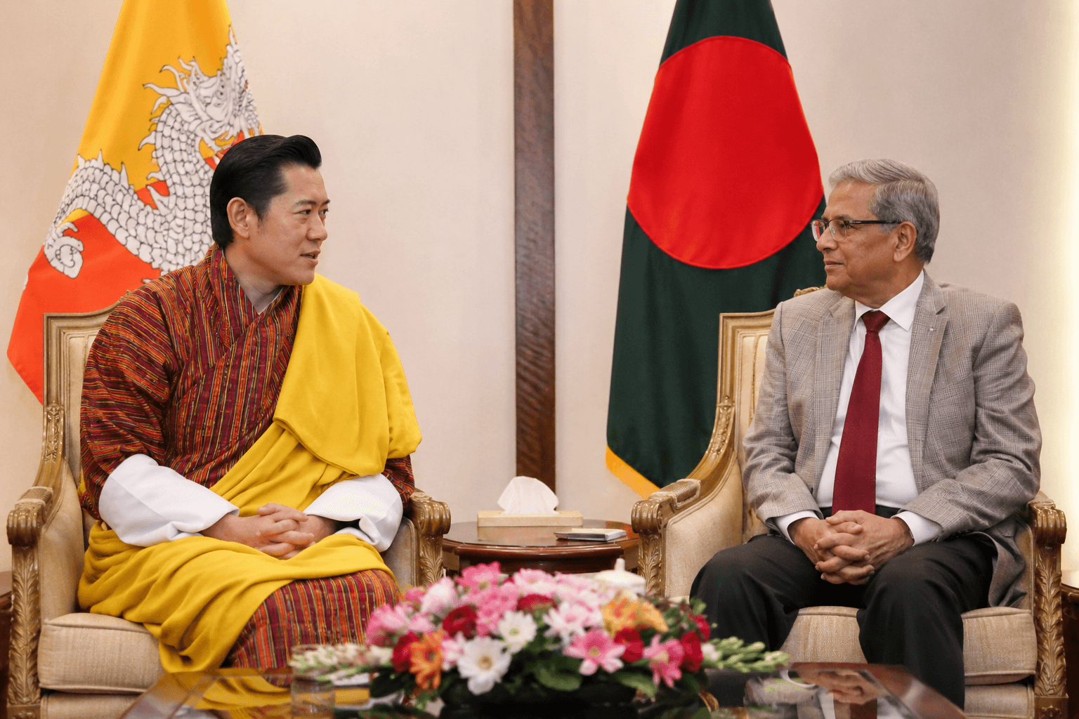 Bhutan King Meets Bangladesh President During Dhaka Transit