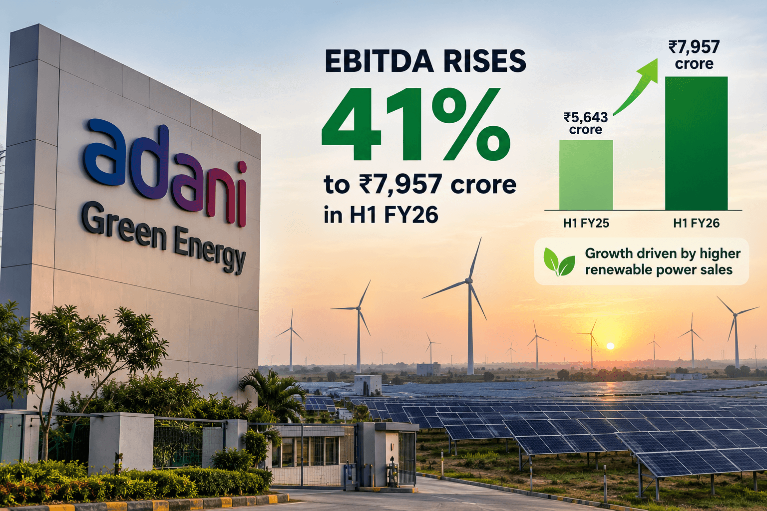 Adani Green H1 EBITDA Rises 41%